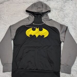 Batman Sweatshirt Mens S Black Hoodie Pocket Logo‎ Athletic Comfort Casual